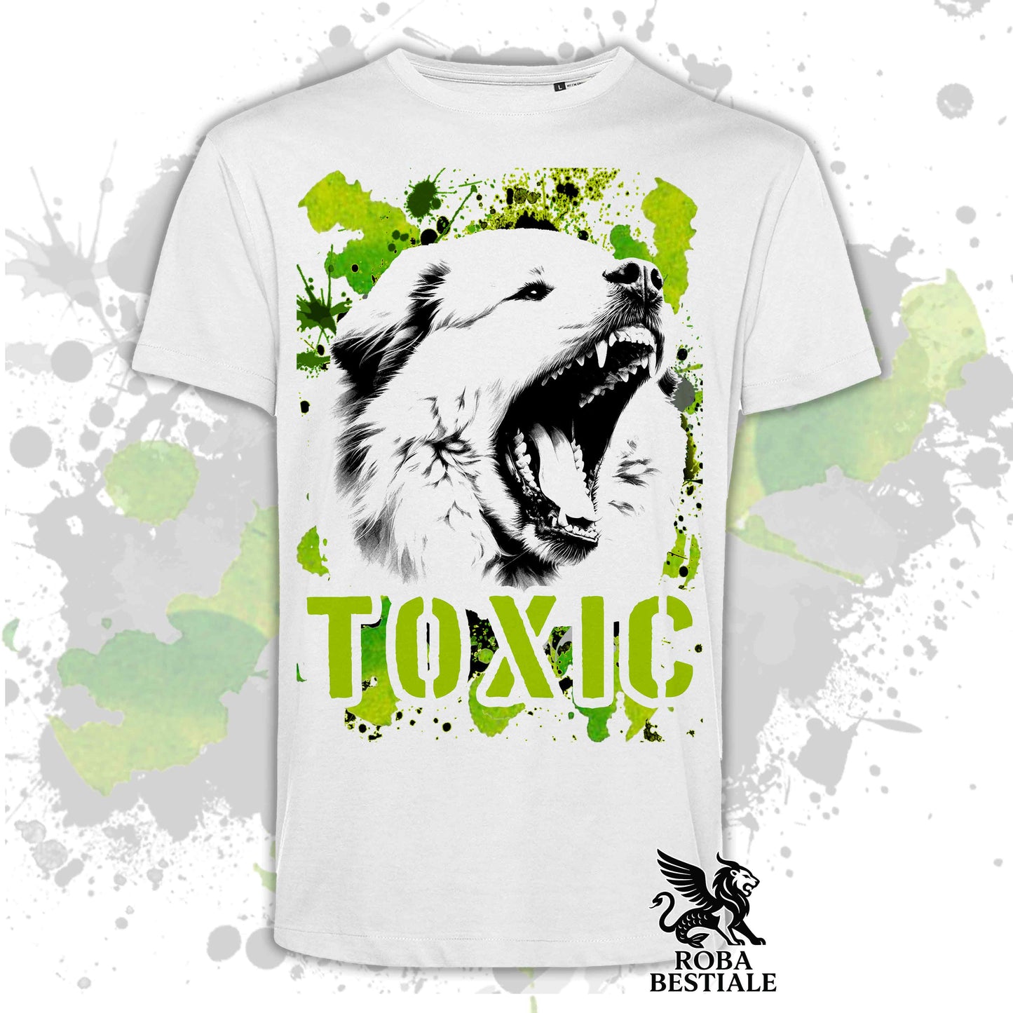 T-Shirt TOXIC - CANE DA MONTAGNA DEI PIRENEI - Bianca o Beige, da Uomo o da Donna - dalla XS alla 5XL