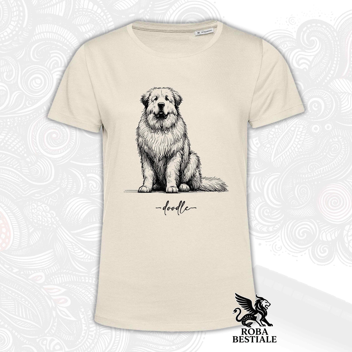 T-Shirt DOODLE - CANE DA MONTAGNA DEI PIRENEI - Bianca o Beige, da Uomo o da Donna - dalla XS alla 5XL