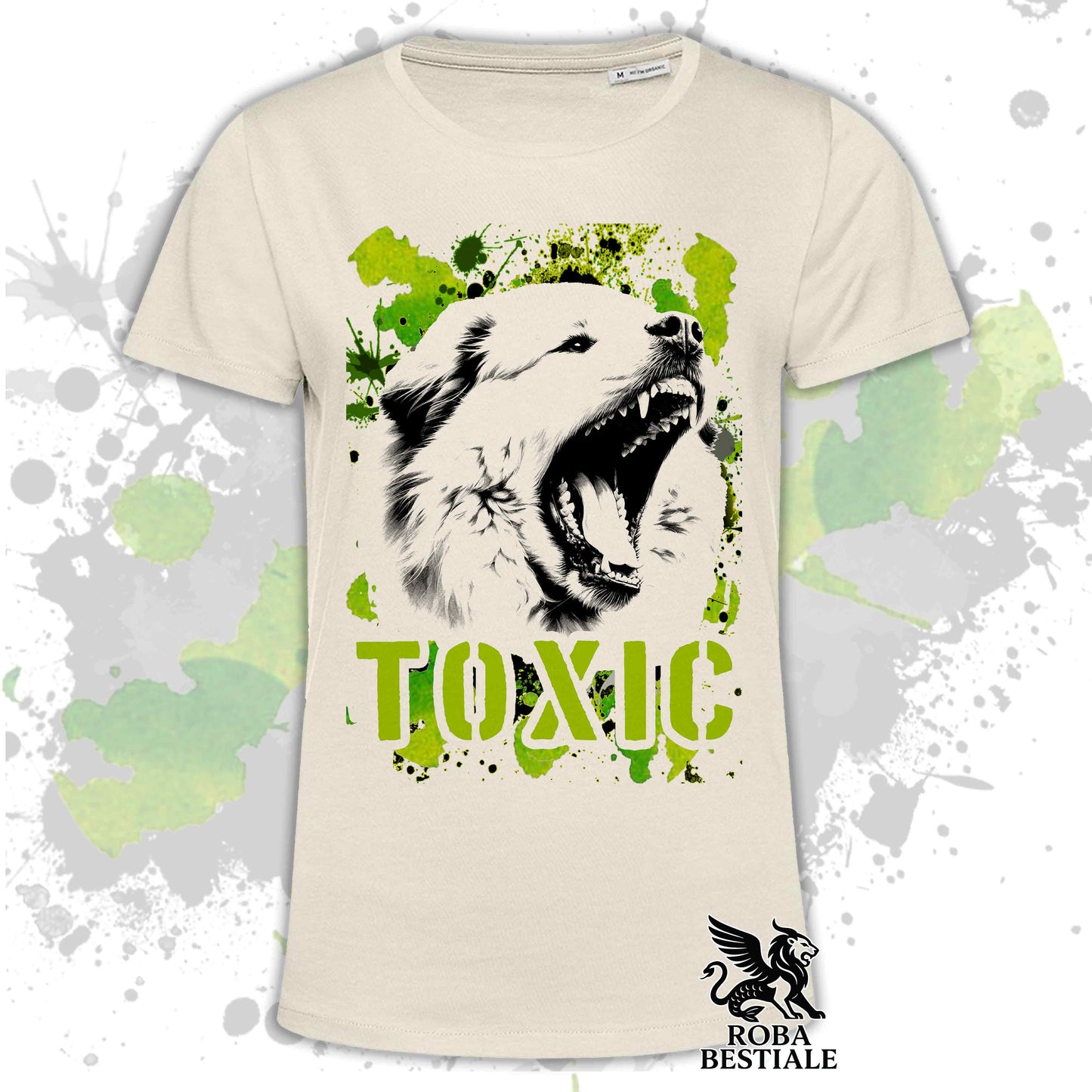 T-Shirt TOXIC - CANE DA MONTAGNA DEI PIRENEI - Bianca o Beige, da Uomo o da Donna - dalla XS alla 5XL