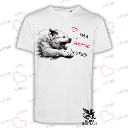 T-Shirt I'M A FUC**NG CUTIE - CANE DA MONTAGNA DEI PIRENEI - Bianca o Beige, da Uomo o da Donna - dalla XS alla 5XL