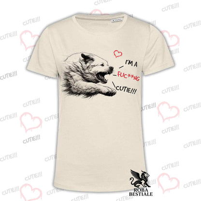 T-Shirt I'M A FUC**NG CUTIE - CANE DA MONTAGNA DEI PIRENEI - Bianca o Beige, da Uomo o da Donna - dalla XS alla 5XL
