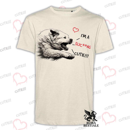 T-Shirt I'M A FUC**NG CUTIE - CANE DA MONTAGNA DEI PIRENEI - Bianca o Beige, da Uomo o da Donna - dalla XS alla 5XL