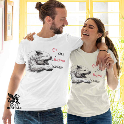 T-Shirt I'M A FUC**NG CUTIE - CANE DA MONTAGNA DEI PIRENEI - Bianca o Beige, da Uomo o da Donna - dalla XS alla 5XL