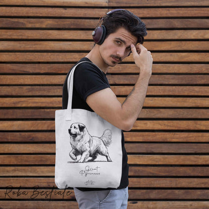 Shopper ACTION DOODLE - CANE DA MONTAGNA DEI PIRENEI 1 - Diversi colori disponibili, 100% Cotone