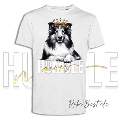 T-shirt NEVER HUMBLE - CANE DA PASTORE SCOZZESE a Pelo Lungo - Tricolor