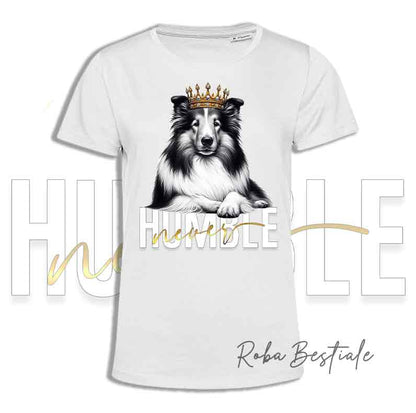 T-shirt NEVER HUMBLE - CANE DA PASTORE SCOZZESE a Pelo Lungo - Tricolor