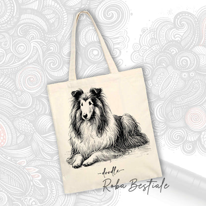 DOODLE Elegance Shopper - Long-Haired SCOTTISH SHEPHERD DOG - Various Colors Available, 100% Cotton