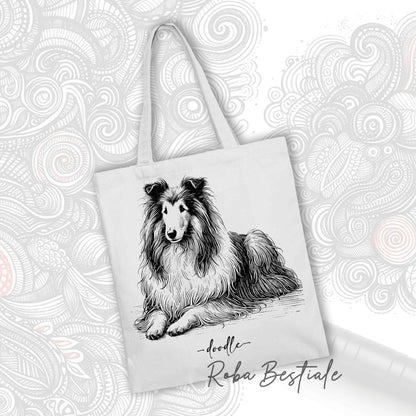DOODLE Elegance Shopper - Long-Haired SCOTTISH SHEPHERD DOG - Various Colors Available, 100% Cotton