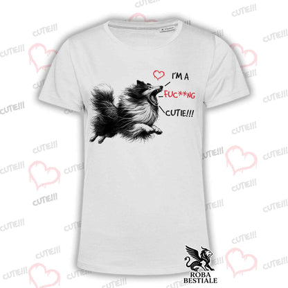 T-Shirt CUTIE - COLLIE à Poil Long - Blanc ou Beige, Homme ou Femme - du XS au 5XL