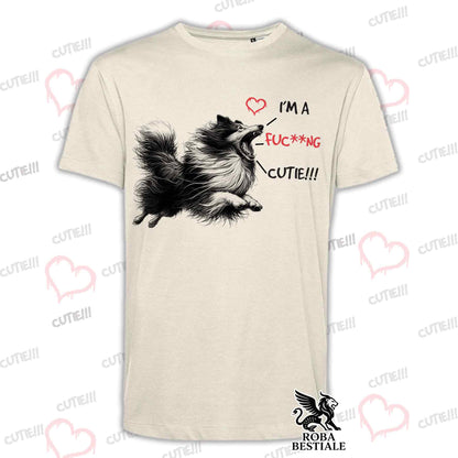 T-Shirt CUTIE - COLLIE à Poil Long - Blanc ou Beige, Homme ou Femme - du XS au 5XL