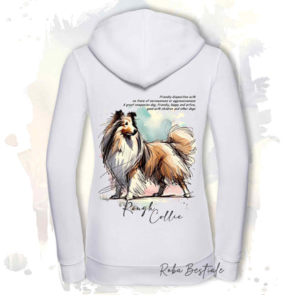 Felpa BEHAVIOR - CANE DA PASTORE SCOZZESE a Pelo Lungo Fulvo Zibellino - Con Cerniera - Uomo o Donna -Grigia o Bianca - dalla XS alla 3XL