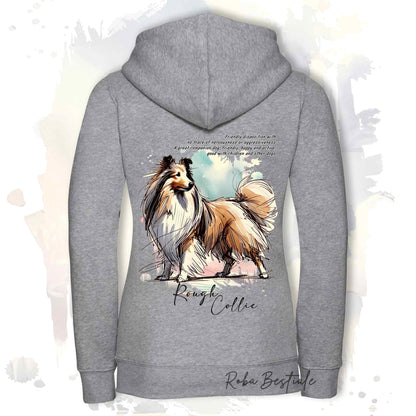 Felpa BEHAVIOR - CANE DA PASTORE SCOZZESE a Pelo Lungo Fulvo Zibellino - Con Cerniera - Uomo o Donna -Grigia o Bianca - dalla XS alla 3XL