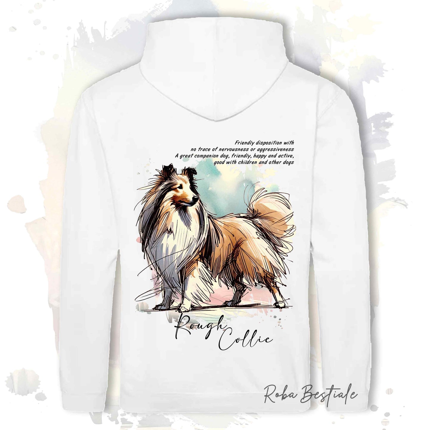 Felpa BEHAVIOR - CANE DA PASTORE SCOZZESE a Pelo Lungo Fulvo Zibellino - Cappuccio e Tasconi, Unisex, in tanti colori - dalla XS alla 5XL