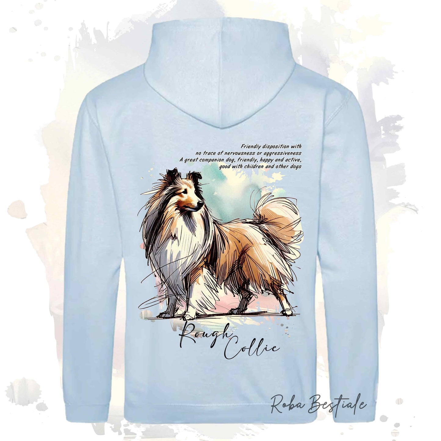 Felpa BEHAVIOR - CANE DA PASTORE SCOZZESE a Pelo Lungo Fulvo Zibellino - Cappuccio e Tasconi, Unisex, in tanti colori - dalla XS alla 5XL