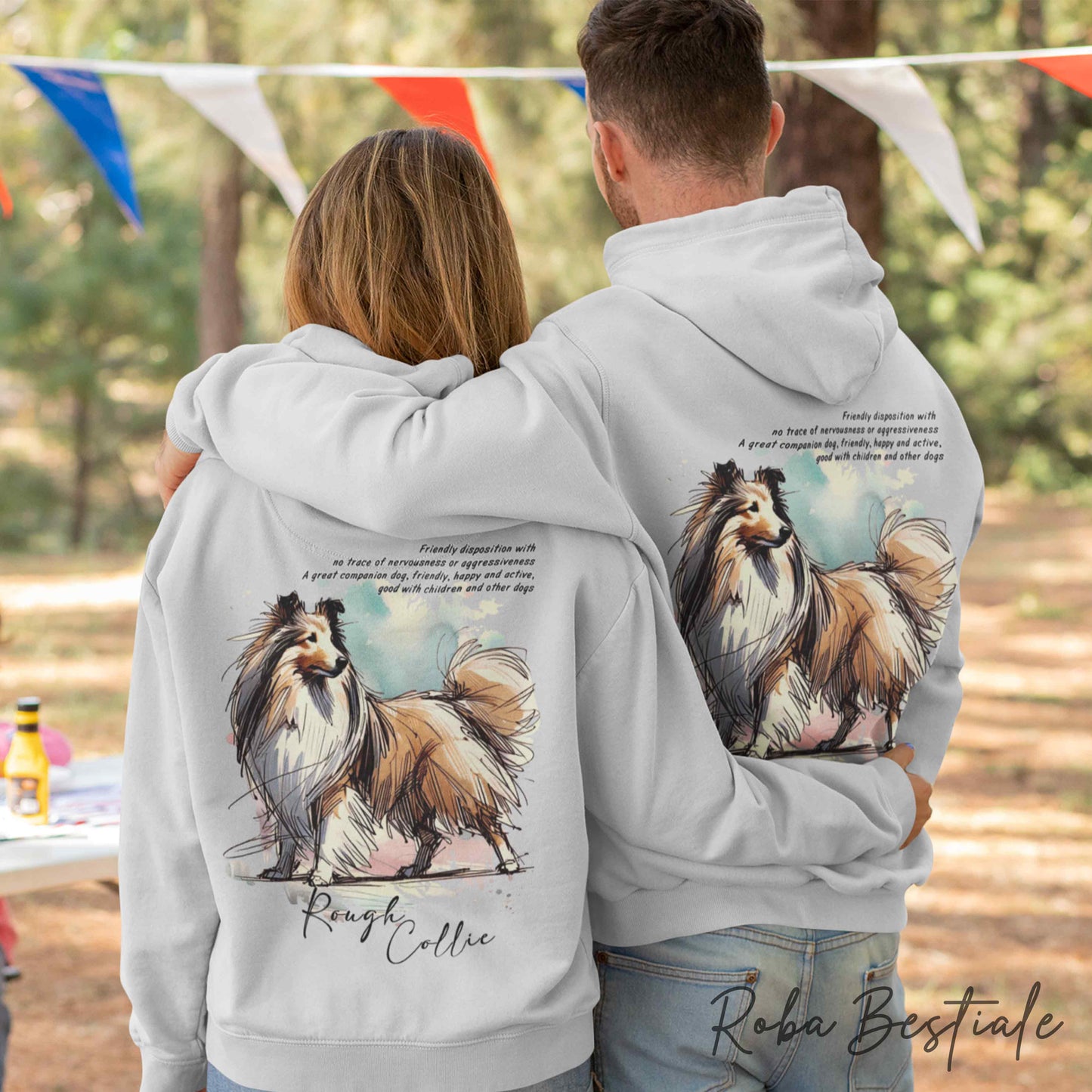 Felpa BEHAVIOR - CANE DA PASTORE SCOZZESE a Pelo Lungo - Fulvo Zibellino - Standard FCI - Unisex - Grigia - dalla XS alla 3XL
