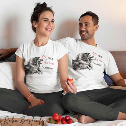 T-Shirt I'M A FUC**NG CUTIE - CANE DA PASTORE SCOZZESE a Pelo Lungo - 100% Cotone, Bianca, Uomo o Donna - dalla XS alla 5XL