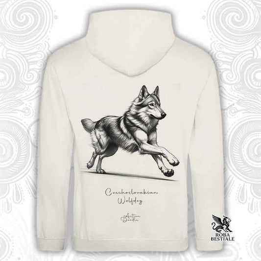 Felpa ACTION DOODLE - CANE LUPO CECOSLOVACCO - Con Cappuccio e Tasconi, diversi colori, Unisex - dalla XS alla 3XL