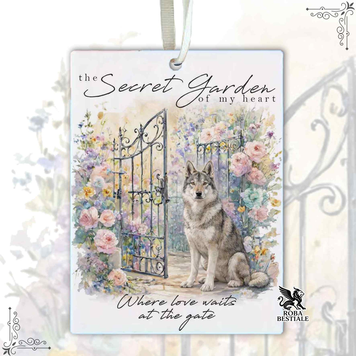 Profumatore SECRET GARDEN - CANE LUPO CECOSLOVACCO - In Feltro, con cordino - 7,5 x 10 cm
