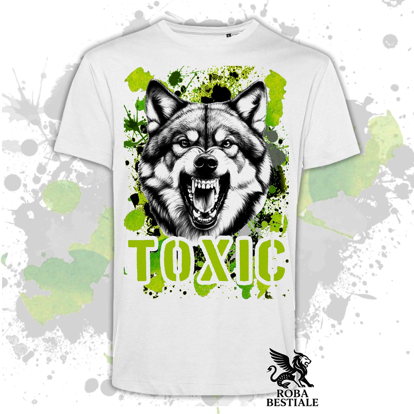 T-Shirt TOXIC - CANE LUPO CECOSLOVACCO - Bianca o Beige, da Uomo o da Donna - dalla XS alla 5XL