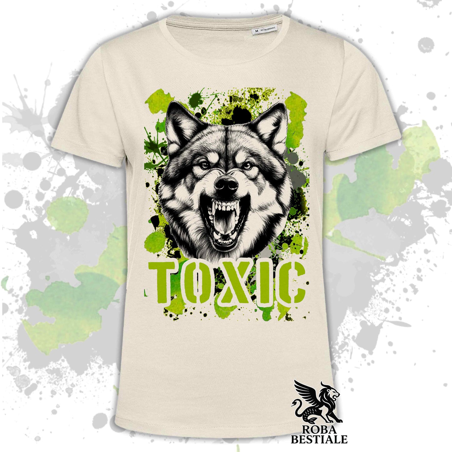 T-Shirt TOXIC - CANE LUPO CECOSLOVACCO - Bianca o Beige, da Uomo o da Donna - dalla XS alla 5XL