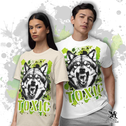 T-Shirt TOXIC - CANE LUPO CECOSLOVACCO - Bianca o Beige, da Uomo o da Donna - dalla XS alla 5XL