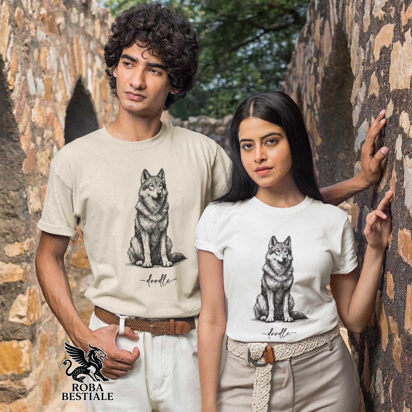 Doodle T-Shirt - Czechoslovakian Wolfdog - White or Beige, Men's or Women's - from XS to 5XL