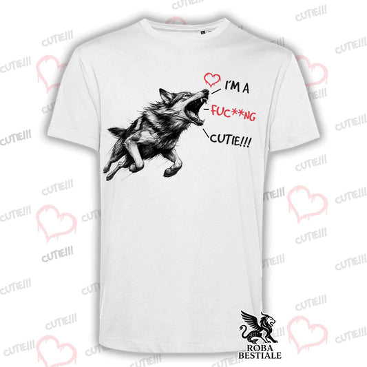 T-Shirt CUTIE - CANE LUPO CECOSLOVACCO - Bianca o Beige, da Uomo o da Donna - dalla XS alla 5XL