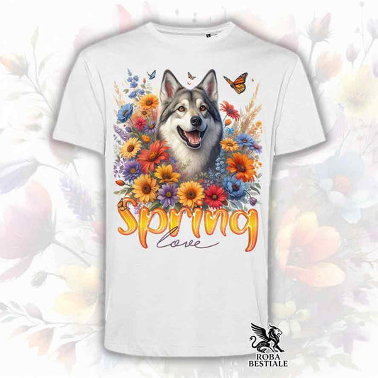 T-Shirt SPRING LOVE - CANE LUPO CECOSLOVACCO - Bianca o Beige, da Uomo o da Donna - dalla XS alla 5XL