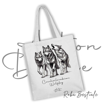 Shopper ACTION DOODLE - CANE LUPO CECOSLOVACCO 1 - Diversi colori disponibili, 100% Cotone