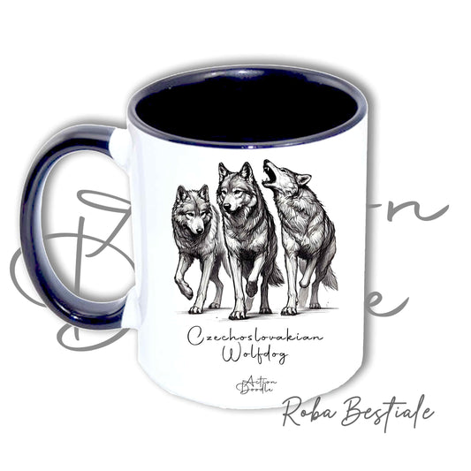 Tazza ACTION DOODLE - CANE LUPO CECOSLOVACCO 1 - In Ceramica, con manico e interno colorati - 330 ml
