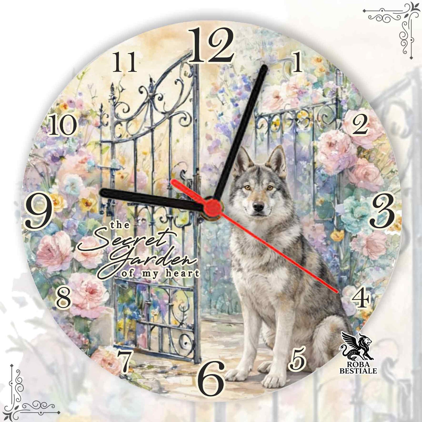 Orologio da Muro SECRET GARDEN - CANE LUPO CECOSLOVACCO - in MDF - diametro 20 o 30 cm