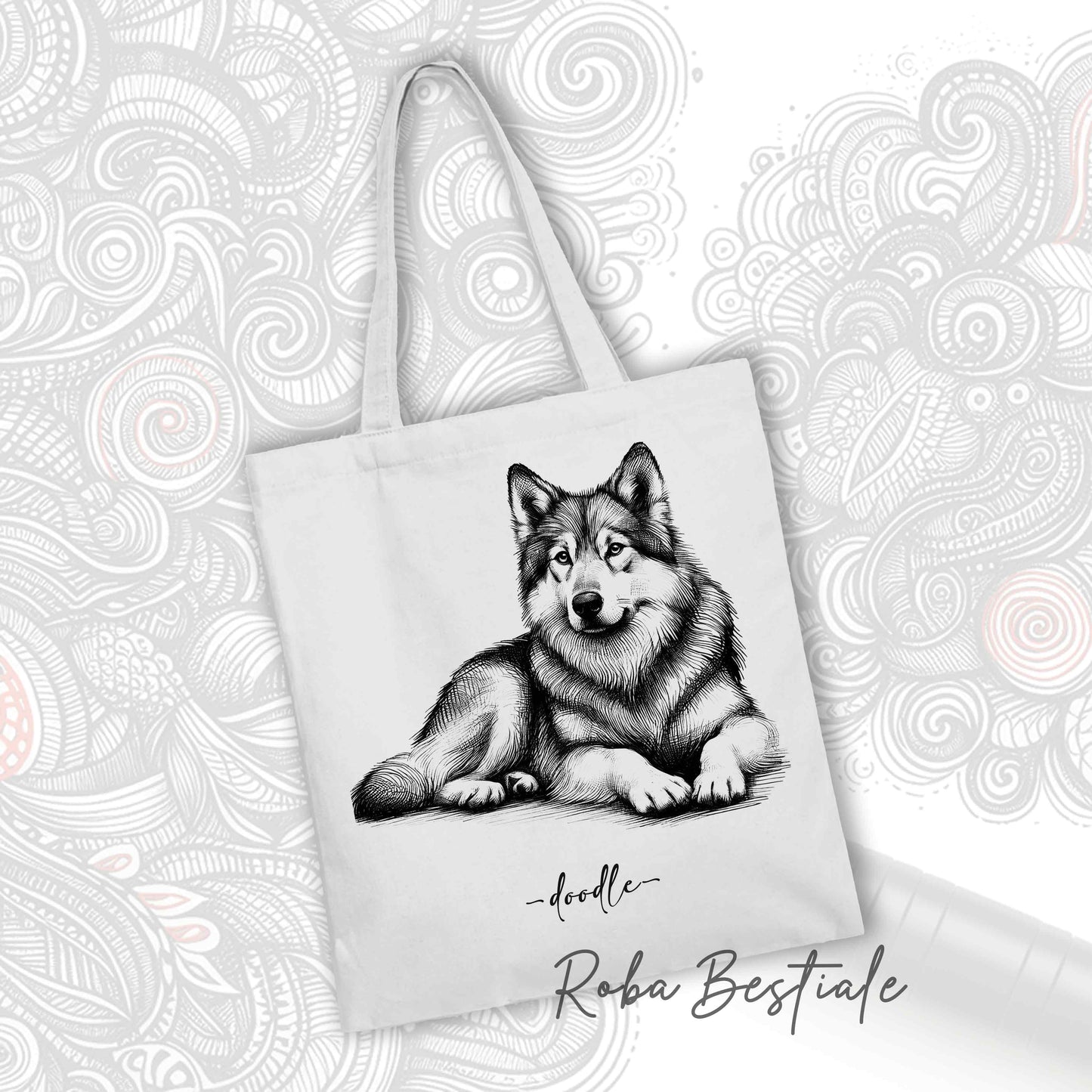 Shopper DOODLE Elegance - CANE LUPO DI SAARLOOS - Diversi colori disponibili, 100% Cotone