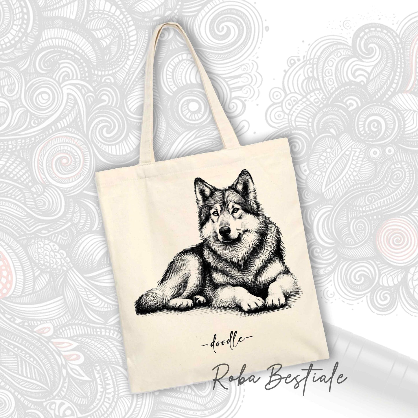 Shopper DOODLE Elegance - CANE LUPO DI SAARLOOS - Diversi colori disponibili, 100% Cotone