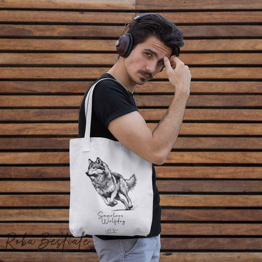 Shopper ACTION DOODLE - CANE LUPO DI SAARLOSS 1 - Diversi colori disponibili, 100% Cotone