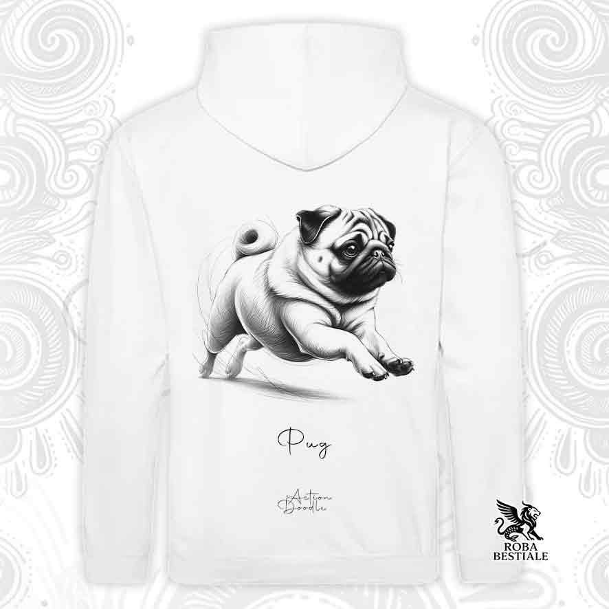 Felpa ACTION DOODLE - CARLINO Fulvo - Con Cappuccio e Tasconi, diversi colori, Unisex - dalla XS alla 3XL