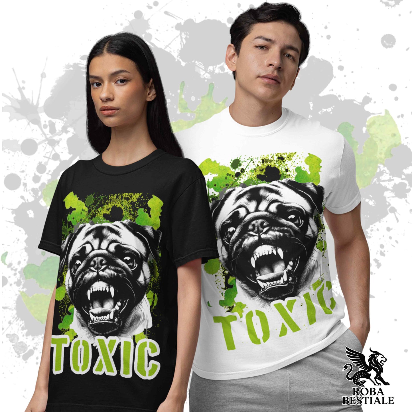 T-Shirt TOXIC - CARLINO - Bianca, Beige o Nera, dalla XS alla 5XL