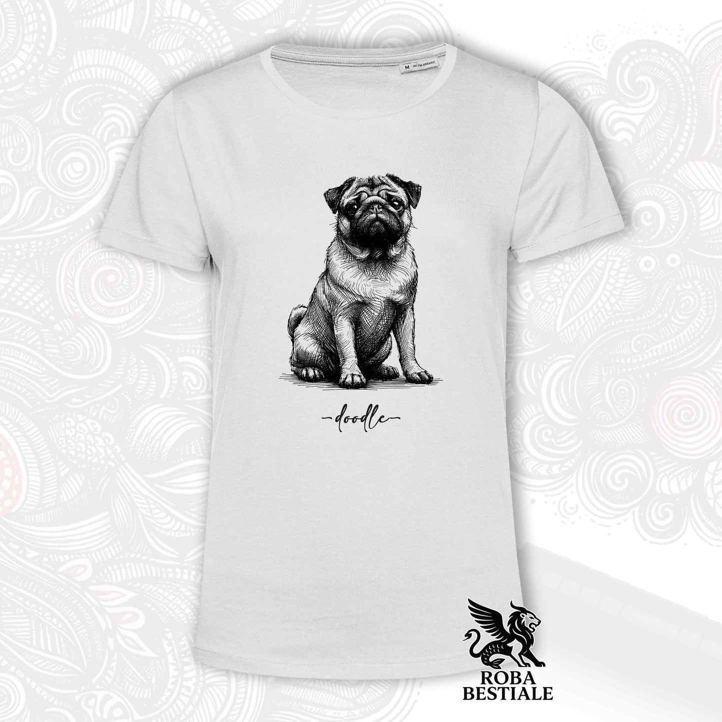 T-Shirt DOODLE - CARLINO - Bianca o Beige, da Uomo o da Donna - dalla XS alla 5XL