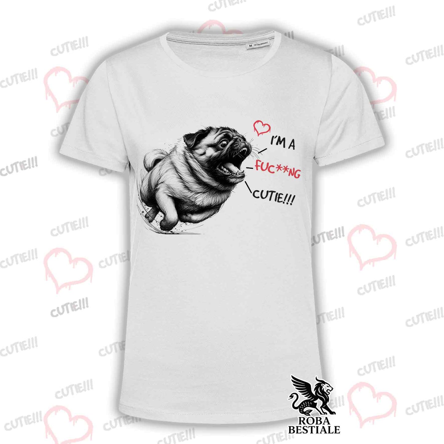 T-Shirt CUTIE - CARLINO - Bianca o Beige, da Uomo o da Donna - dalla XS alla 5XL
