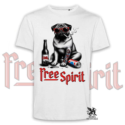 T-Shirt FREE SPIRIT - CARLINO - Bianca o Beige, da Uomo o da Donna - dalla XS alla 5XL