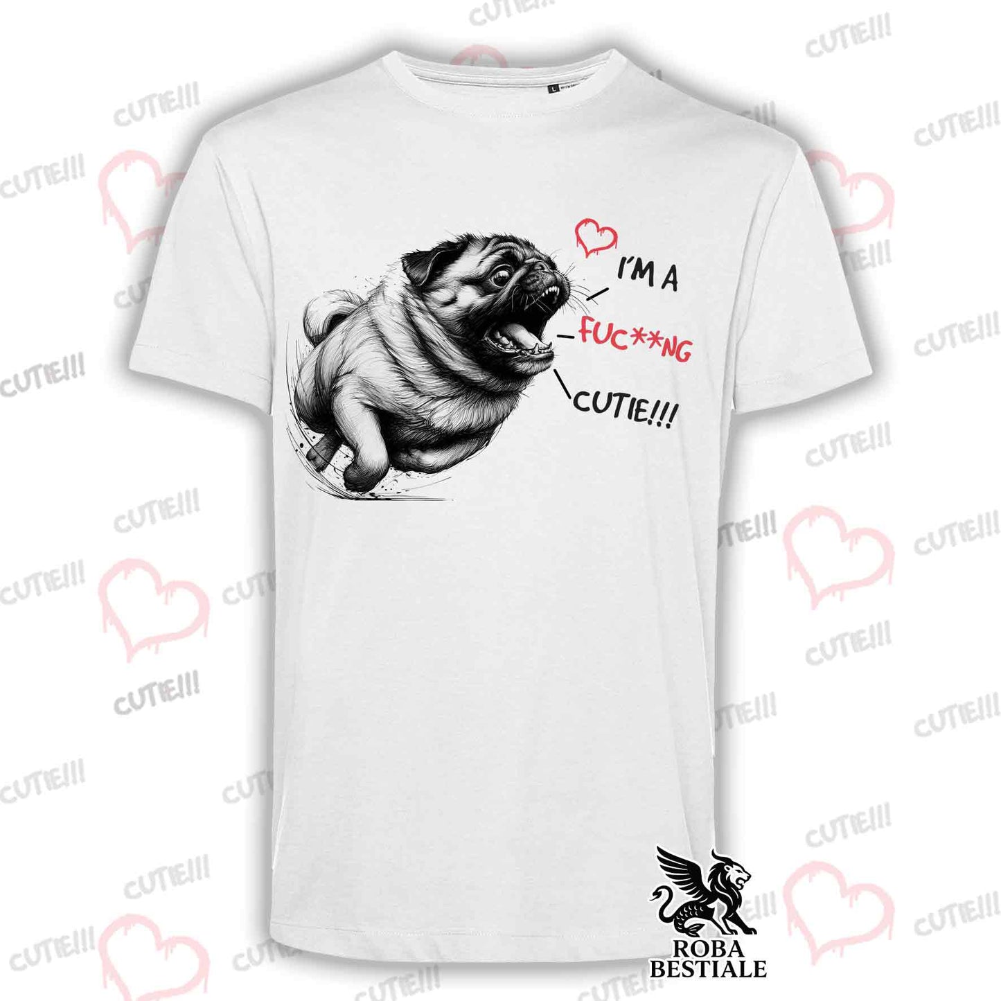 T-Shirt CUTIE - CARLINO - Bianca o Beige, da Uomo o da Donna - dalla XS alla 5XL