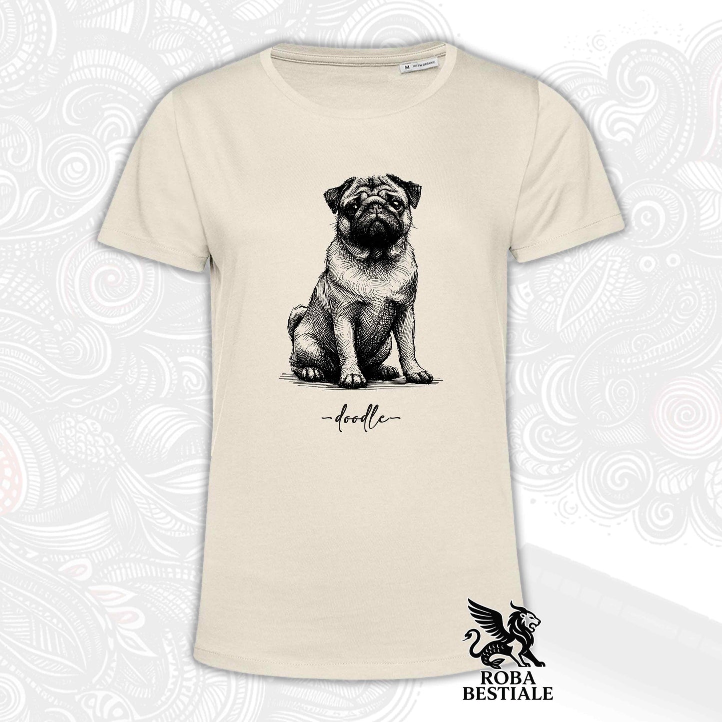 T-Shirt DOODLE - CARLINO - Bianca o Beige, da Uomo o da Donna - dalla XS alla 5XL