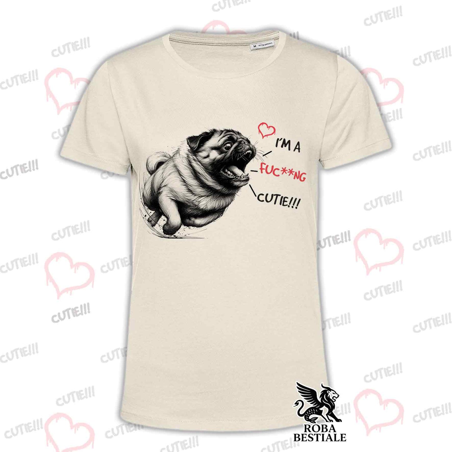 T-Shirt CUTIE - CARLINO - Bianca o Beige, da Uomo o da Donna - dalla XS alla 5XL