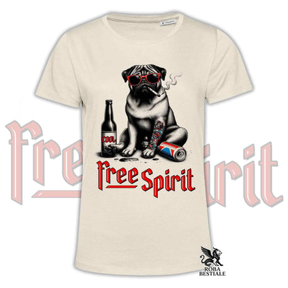 T-Shirt FREE SPIRIT - CARLINO - Bianca o Beige, da Uomo o da Donna - dalla XS alla 5XL