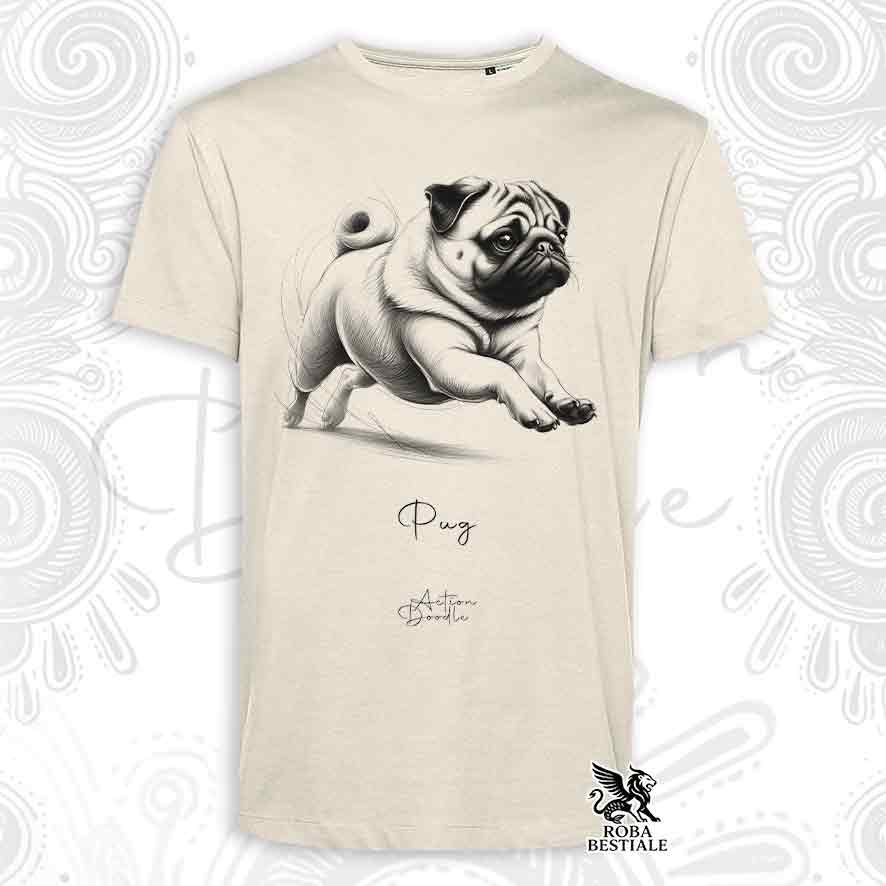 T-Shirt ACTION DOODLE - CARLINO Fulvo - Bianca o Beige, da Uomo o da Donna - dalla XS alla 5XL