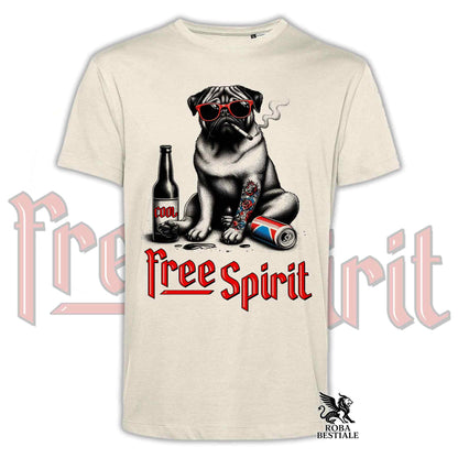 T-Shirt FREE SPIRIT - CARLINO - Bianca o Beige, da Uomo o da Donna - dalla XS alla 5XL