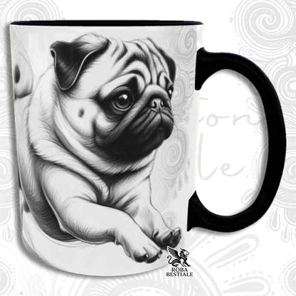 Tasse ACTION DOODLE - CARLIN Fauve - En céramique, avec anse et intérieur colorés - 330 ml