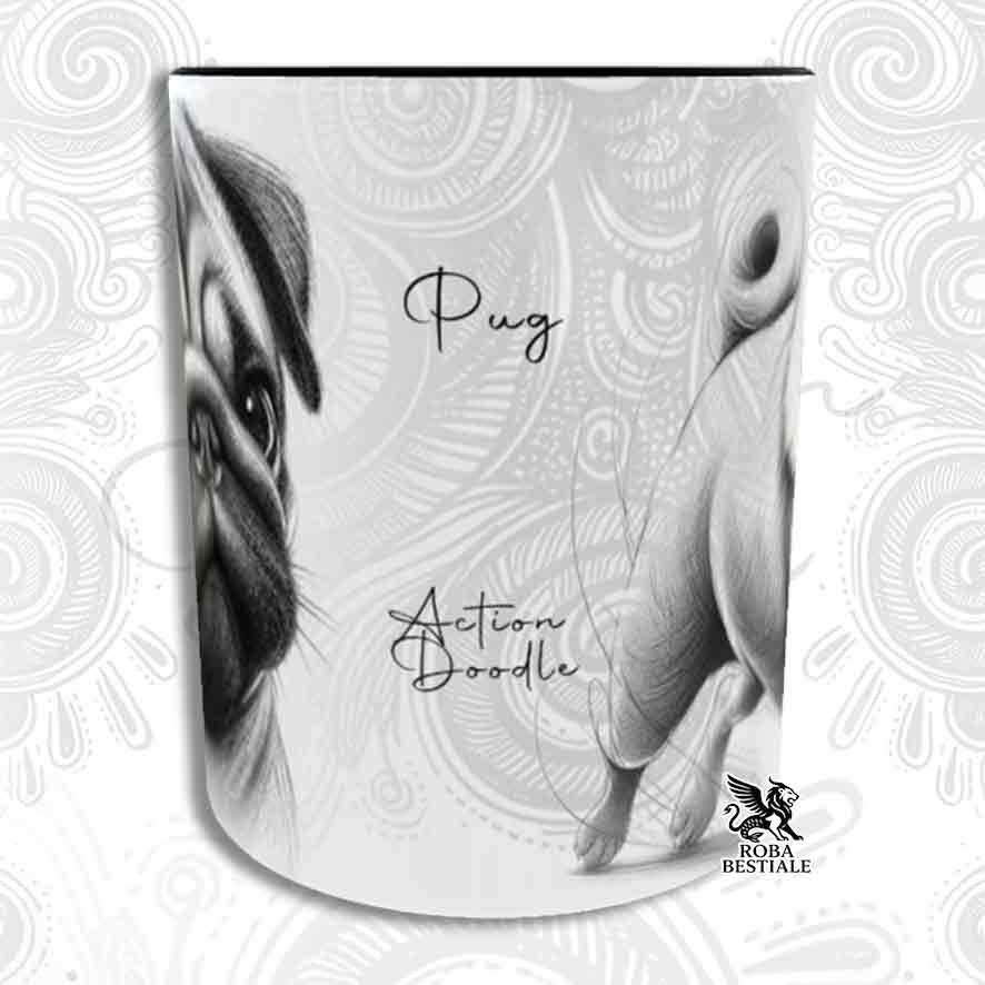 Tasse ACTION DOODLE - CARLIN Fauve - En céramique, avec anse et intérieur colorés - 330 ml