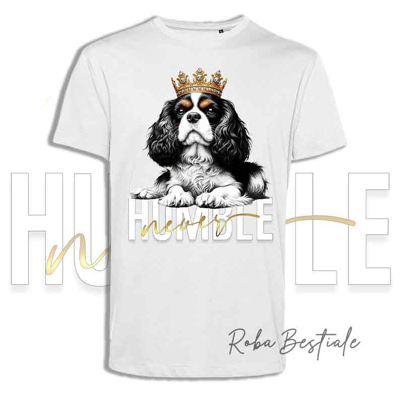 T-shirt NEVER HUMBLE - CAVALIER KING CHARLES SPANIEL - Black Tricolor