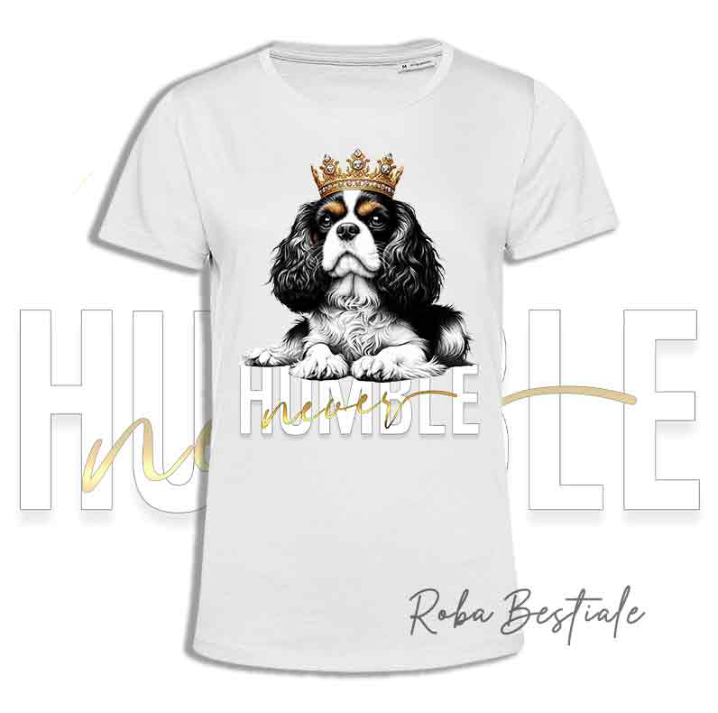 T-shirt NEVER HUMBLE - CAVALIER KING CHARLES SPANIEL - Black Tricolor