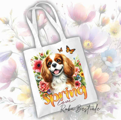 Tote Bag CAVALIER KING CHARLES SPANIEL Blenheim - Collection Spring Love